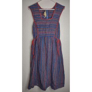 Vintage Concept Samuel Sherman Blouson Dress Size 12 Wool Blend Red Blue 60s 70s